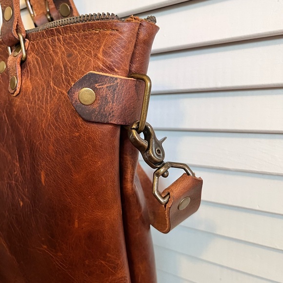 In Blue Handmade Leather Tote Bag - Picture 5 of 10